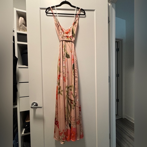 Lulu’s Still the One Blush Pink Floral Print Satin Maxi Dress - Picture 7 of 8